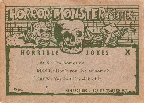 Monster Cards (orange series, 1961) #140: Horrible Joke