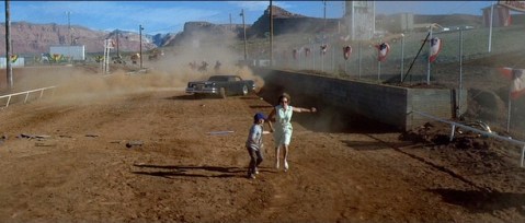 The car crashes practice at the parade grounds.