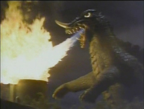 Yongary n happier times, slurping up an oil fire.