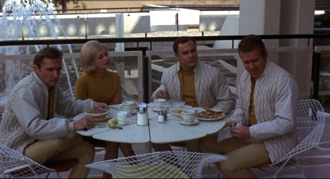 Lunch is interrupted by an announcement.