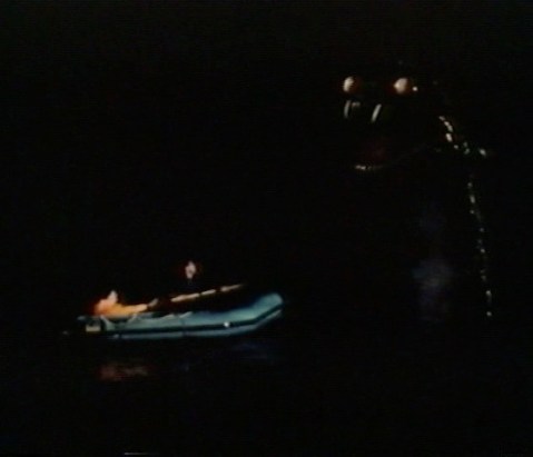 The sea serpent attacks Pedro's crew after sinking the fishing boat.